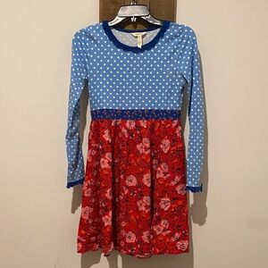 Matilda Jane Blue Polka Dot and Red Floral Dress